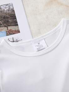 3pcs/Set Young Girl Rainbow Heart Slogan Graphic Print Short Sleeve T-Shirts, Valentine's Day - Multicolor - View 3