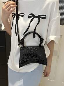 Fashionable Mini Commuter Convenient PU Material Design Women Handbag - Black - View 5