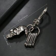 1pc Skull Decor Keychain + 1pc Anchor Bracelet, Casual/Hip-Hop/Street Fashion Accessories, Showcases Unique Personalized & Style, Include Metal Jewelry - Multicolor - View 3