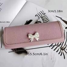 1pc Minimalist Bowknot Eyeglass Storage Box, Plastic Glasses Case With 3D Bowknot Decor, Portable , Fashion Eyewear Organizer, Suitable For Mother's Day, Birthday Gifts, Eyeglass Wearers