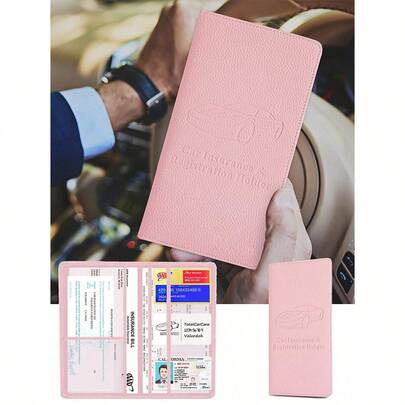 1 pieza - Portador de tarjeta de registro y  del automóvil, Portador de documentos del automóvil para tarjetas, licencia de conducir y otros documentos esenciales