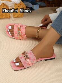 2025 Damen Flache Sandalen, Neueste Flache Sandalen, Modische Lässig Outdoor Garderobe, Damen Slip-On Sandalen - Pink - Übersicht 5