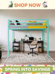 HOOMIC Twin Loft Bed Frame For Juniors & Adults, Heavy Duty Metal Loft Bed Twin Size With Full-Length Safety Guardrail & Removable Ladder, Space-Saving, Noise Free, Matte Black * Bed Frame Queen Queen Bed Frame Bed Frame Full Full Size Bed Frame King Size Bed Frame Twin Bed Frame Room Decor Home Decor Christmas Decor Bedroom Decor Valentine Day Decor Storage Living Room Decor Furniture House Decor