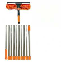 1 Set Extendable Window Cleaning Brush And Tools, With Telescopic Rod, Reusable Ultra-Fine Fiber Pads, Stainless Steel Handle - Long Reach Outdoor Glass Cleaning Tool, No Electricity Needed, Machine Washable