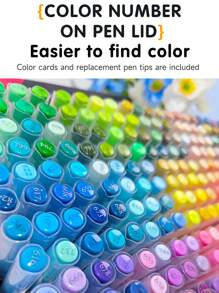 Guang Na1 Set Of 12/24/36/72/168 Colors Felt Acrylic Paint Markers Pens, They Won't Pierce The Paper And Leave Almost No Traces, Automatic Ink System, Rich Colors, Clear Coloring Pages, Colour Can Be Stacked, Powerful Coverage, Pen Tip Flexible Soft, Can Draw Freely In Coarse And Fine