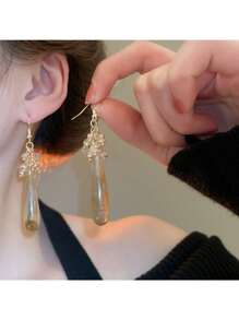 Andkiss 1 Paar modische, elegante und einzigartige Ohrringe mit Wassertropfen-Quaste