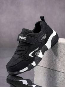 1 par de zapatos deportivos casuales clásicos, livianos y transpirables de malla, con correa, unisex para niños, aptos para correr, uso diario y la escuela