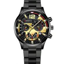 Set de 5 relojes de pulsera de acero con correa para hombre, relojes de cuarzo con indicador luminoso para deporte