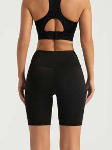 1pc Low Impact High Elasticity Hip Lifting Shaping Summer Style Sports Yoga Shorts High Waist Seamless Tummy Tucking Design Solid Color Fashion Simple Sports Ieggings For Outdoor Fitness Running Workout Cycling Biking Boxing Elastic Shorts Thin Soft Quick Drying Breathable Sweat Wicking Gym Sweat Pants