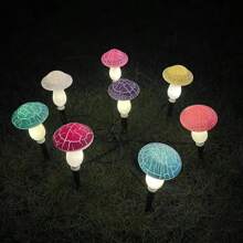 1Pack 8 LED Solar Mushroom Lights, Warm Light Sense Solar Ground Lawn Light, Villa Courtyard Garden Road Park, Outdoor Waterproof, Fairy Lights, Night Light New Year Holiday Party Wedding Christmas Decoration For Home Outdoors(Red Mushroom/Colored Mushrooms)