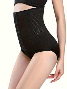 1pc Women's Adjustable Buckle Waist Belt, Breathable Hollow Out Waist Trainer Cincher Shapewear Corset, 3 Rows Of Buttons