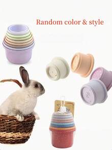 Stackable Rabbit Cups, Colorful Small Animals Rich Toys, Interactive Snacks Hidden Games, Suitable For Rabbits, Hamsters, Pets To Relieve Boredom, Bite-Resistant Material - Multicolor - View 6