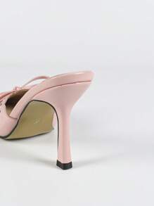 Women's Fashion Pointed Toe Pink Bow Citrus Party Evening Wedding Simple Slip-On Thin High Heel Pumps