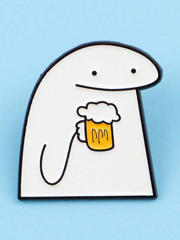 1 pieza Broche de aleación de zinc con diseño de cerveza de dibujos animados, insignias simples de esmalte para hombres, mujeres, mochilas, accesorio de vestir para todas las estaciones, pasador para ropa, bolso y mochila de la escuela