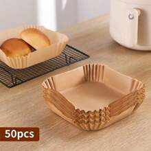 Square Air Fryer Liner Paper, 50/100 Pcs Oil-Proof, Non-Stick And Heat-Resistant Paper Towels, Suitable For Oil-Absorbing Pad Paper For Air Fryers With 2-3 Gallon Capacity