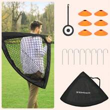 SONGMICS Football Goals Set Of 2, 4 X 3 Ft Football Training Equipment, Portable Football Nets With Targets And Training Cones, For Garden, Park, Beach, Fibreglass Structure - Black - View 2