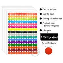 10pcs/Pack New Polka Dot Sticker Set, Colorful Dot Labels, 8 Mixed Sizes Dot Stickers Suitable For Office File Organizing, Kids DIY Crafts, Planner/Phone Case/Notebook Decoration,School Supplies,Back To School