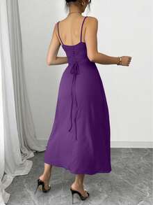 Vestido casual y sexy de punto de unicolor para vacaciones