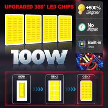 2pcs New Upgraded LED Bright Lamps 9005/HB3 9006/HB4 H4 H7 H11 H13 9007 6000K White 30000LM 180W Plug-N-Play Hi/Lo Beam All In One Quickly Spread Heat High Stability