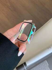 1pc Watch Protective Case Compatible With Apple Watch Ultra 3/ 2/ 1 /SE Series /S10 /S9/ S8 /S7 /S6/ S5/ S4/ S3/ S2/ S1, Colorful Gradient Magical Color Transparent PC Hard Material With Tempered Glass Screen Protector, Full Protection Against Scratch, Collision, Dust For Outdoor Sports, Yoga, Fitness, Party Etc. Suitable For Men And Women, 38mm 40mm 41mm 42mm 44mm 45mm 46mm 49mm Watch Protection Cover, Fashionable New Global Bestselling Apple Watch Protective Case
