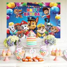 Paw Patrol Authorize 1PC Paw Patrol Cartoon Theme Birthday Party Decoration Hanging Cloth Wall Decoration 210 * 150/150 * 100/100 * 75CM Colorful Balloons Banner Ryder Archie Maomao Tiantian Zhuzhu Puppy Flash Wall Decoration Theme Birthday Party Background Cloth Banner Photo Booth Photo Decoration Background Cloth Studio Live Venue Decoration Party Supplies