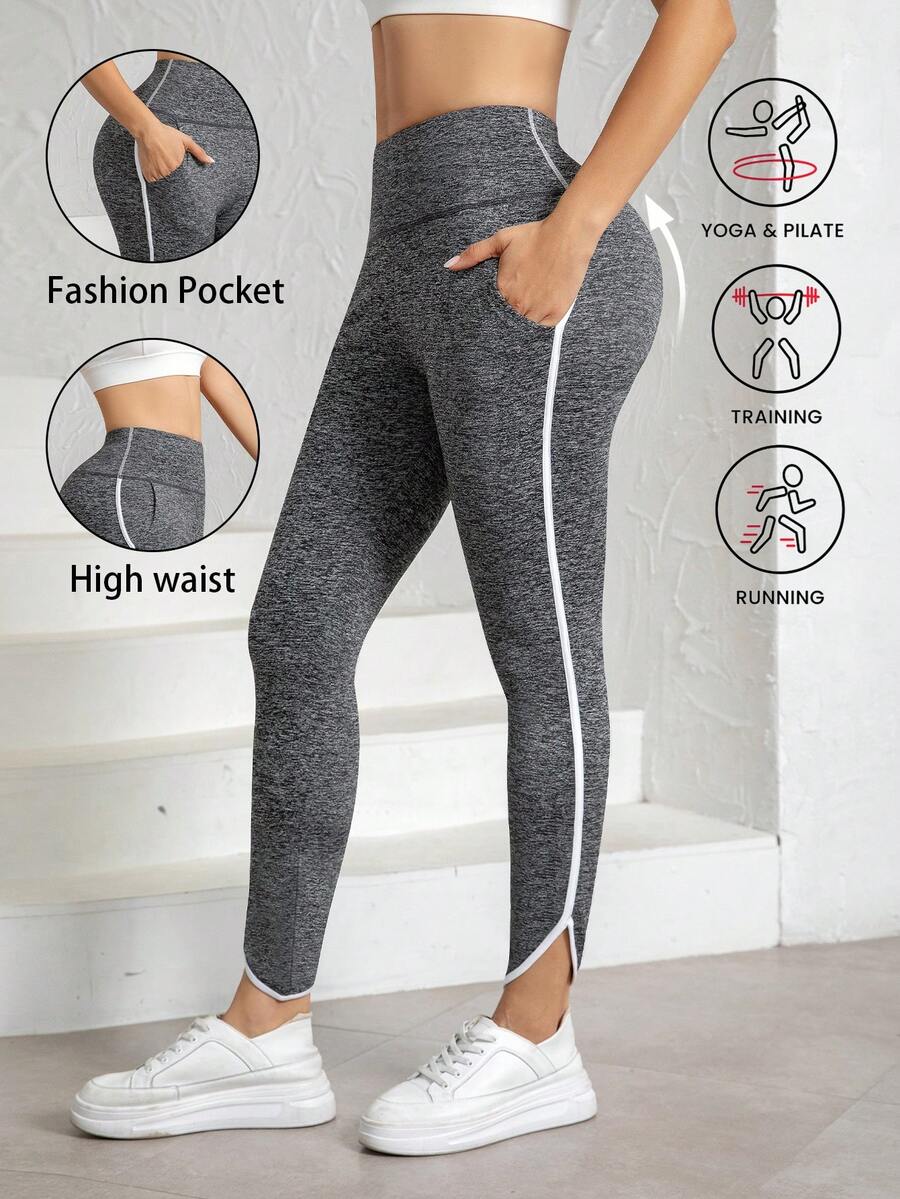 1 Piece With Pocket New Arrival Women's Workout Leggings For Running, Yoga & Fitness With High Waist And Stretchy Fit - Grey - View 1