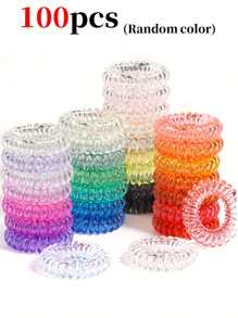 100/50/30/20/10pcs Candy Color Mini Small Spiral Hair Ties, High Elasticity Hair Scrunchies For Ponytail, Buns, Daily Hair Accessories