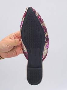 Plus Size (US 5-12) Fashionable Pointed Toe Sequin Flat Slip-On Loafer Women Shoes, Suitable For Spring, Summer And Autumn,Mule - Rose Gold - View 8