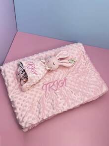 70cm*100cm Reversible Plush Fleece Blanket Set, Dual Layer Nap Throw Blanket, Customizable Adult Sofa Cover Quilt, Baby Stroller Wrap & Comfort Cloth, Gift Set - Multicolor - View 5