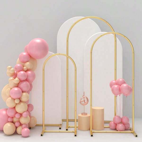 4ft+5ft+6ft Gold Metal Arch Frame - 3pcs/Set, 1set/3pcs, Gold Metallic Arch Backdrop Stand Kit Suitable For Wedding Ceremony, Bridal Shower, Events Decoration