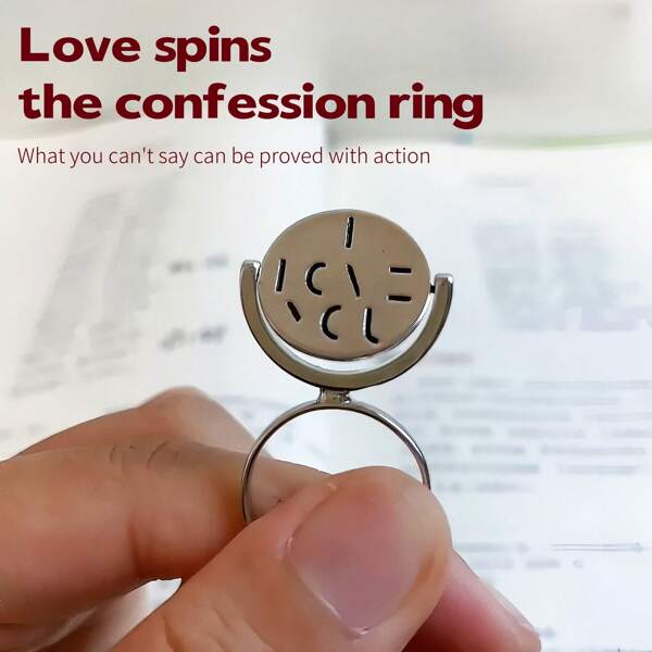 1pc/2pcs Romantic I LOVE YOU Rotating Proposition Ring, Couples Ring, Creative Fashion Minimalist Spinning Ring, Secret Admiration Confession Gift For Girlfriend, Family, Friends