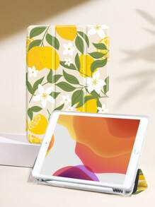 Lemon Flower Double-Sided Print Protective Case Compatible With IPad Air 4/5th Gen 2022, IPad 10th Gen, Galaxy Tab A8 10.5", Tab, With Pencil Slot, Anti-Drop, Auto Sleep/Wake
