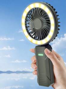 1pc Small Foldable Handle Desktop Fan, 2000Mah Mutifunction Portable Fan, 4 Wind Speed And 3 Gaer Lighting Camping Accessorise For Room School Outdoor Camping Hiking Perfect Cool Tool In Summer, Camping Accessories