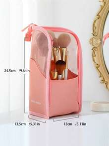 2/1pc Clear PVC Waterproof Zipper Travel Makeup Brush Holder, Portable Makeup Brush Bag, Professional Cosmetic Bag, Foldable Vanity Bag For Wedding Bridesmaid Gift, Mom Gift, Birthday Gift, Friend & Teacher Gift, Home Decor, Bathroom, Bedroom Organizer, Jewelry, Lip Gloss, Nail Polish Storage Bag, Makeup Bag, Desk Organiser, Cosmetic Bag, Makeup Pouch, Vanity Accessories, Make Up Pouch, Make Up Bags, Jewellery Box, Pouch, Makeup Brush Holder, Brush Holder, Perfume Organiser, Pouch Bag, Gifts For Women, Christmas Gifts, Gift Ideas For Women