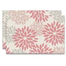 A Set Of 4/6pcs Spring And Summer Placemats Designed With Colorful Spring Flower Patterns, Woven From 100% Polyester Fiber, Machine Washable Polyester Placemats With Multiple Color Patterns To Choose From, Heat-Resistant, Stain Resistant, Waterproof, Easy To Clean, Suitable For Coffee Table Decoration, Holiday Party Decoration, Table Protection, Kitchen And Living Room Decoration