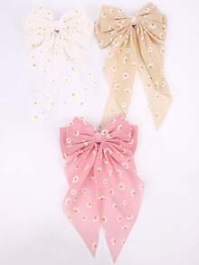 1pc Multicolor Bow Hair Clips For Girls,Tulle Flowers Print Alligator Clips Hair Bows,Fashion Hair Accessories For Girl Daily Wear - Bow Hairpin - View 5