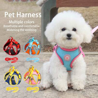 Chaleco y correa reflectantes y transpirables para perros pequeños y medianos y gatos, diseño original