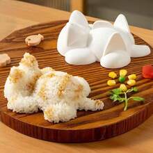 Lovely Cat Shaped Rice Ball Maker - Ideal For Sushi & Seaweed Rolls, 200g Capacity Rice Bowl, Suitable For Home Kitchen & Picnics, DIY Bento Box Accessory, Sushi Mold Tool, Baby Feeding, Creative Cat Design Lunch Box, Made Of Safe Plastic, Applicable For Kitchen & Dining, For Making Rice, Mashed Potato, Pumpkin Puree, Breakfast, Grilling And Outdoor Cooking - White - View 1