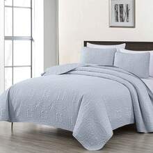 Austin Oversized Bedspread Set 3-Piece Ultrasonic Quilted Soft Lightweight Microfiber Coverlet For All Season - 銀色 - 查看 2