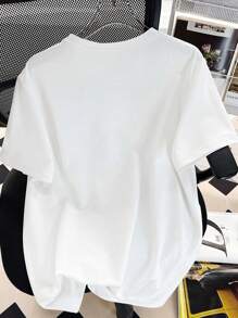 Teen Girl Headphone And Slogan Print Graphic Tees For Girl Short Sleeve T Shirts,Teen Girl's Summer Tops Crewneck Shirt Blouse