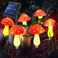 1Pack 8 LED Solar Mushroom Lights, Warm Light Sense Solar Ground Lawn Light, Villa Courtyard Garden Road Park, Outdoor Waterproof, Fairy Lights, Night Light New Year Holiday Party Wedding Christmas Decoration For Home Outdoors(Red Mushroom/Colored Mushrooms)
