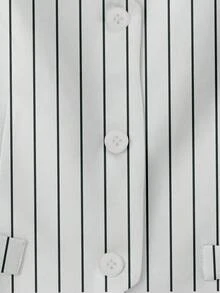 Women Commuter Simple Single-Breasted Striped Vest Jacket Elegant V-Neck Button Tank Top Perfect For All Seasons - White - View 5