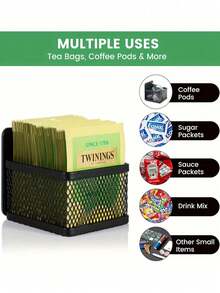 1 szt. magnetyczny uchwyt na torebki herbaty – metalowy organizer z siatki do lodówki, na blat lub półkę kuchenną – rozwiązanie do przechowywania bez kontaktu z żywnością