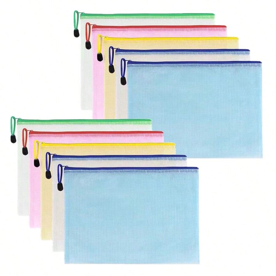 10 Pieces A4 File Bags, Document Bag, A4 Waterproof Zip Bag, A4 Plastic ...