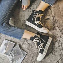 2025 时尚 Owens Rick 女鞋运动鞋鞋底圆头踝靴黑色帆布高品质 Owens 男鞋大号系带女式运动鞋时尚休闲 Owens 设计靴子和鞋子带鞋盒 - 黑色 - 查看 5
