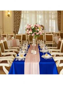 2 Pieces White Satin Wedding Tablecloth - Elegant Rectangular Polyester Table Cover 101.9 Inches X 57 Inches For Weddings, Birthdays, Halloween, Graduation Parties - Durable, Easy To Clean, Available In A Variety Of Colors, Wedding Dining Table Decorations, Christmas Decorations