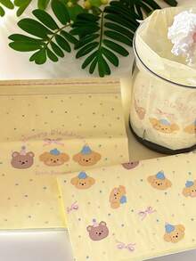 10pcs Cartoon Bear Desktop Trash Bags With Self-Adhesive, Portable For Office Kitchen - Multicolor - View 4