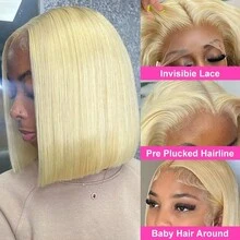 Short Straight Bob Wig Human Hair Wigs Blonde 613 Colored Lace Front Human Hair Wigs 13x4 Lace Frontal Human Hair Wig For Women - S613 - 查看 6