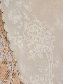 1 Stück Klettverschluss Vorhang für Wohnzimmer Schlafzimmer, bohren nicht erforderlich, blumenmuster durchscheinend, staubdicht und wärmeisolierend - Beige - Übersicht 10