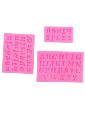 3pcs Silicone Letter & Number Molds, Uppercase And Lowercase Letter Candy, Chocolate Mold, Dessert Decorating Mold, Baking Mold For Birthday Party, Celebration Cake And Sweets Decoration, Fondant Mold